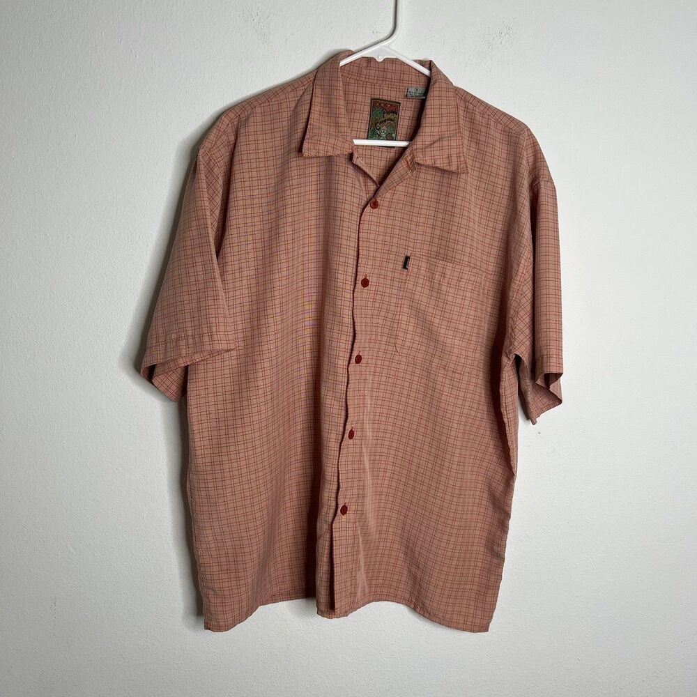 Pineapple Connection Mens Shirt Pink Check Short Sleeve Oversized Medium